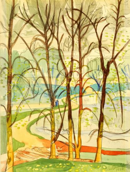 Park Landscape Artwork by Charles Burchfield