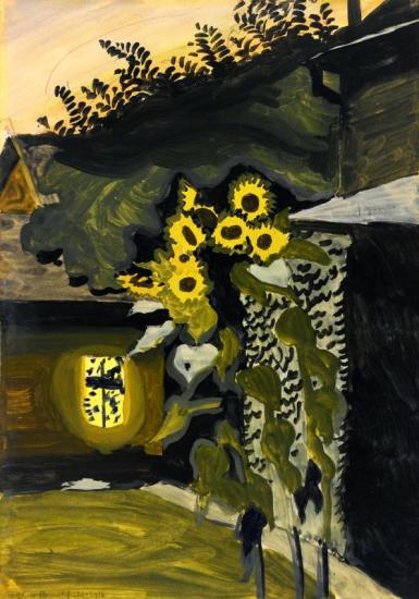 Sunflowers At Late Dusk Artwork by Charles Burchfield