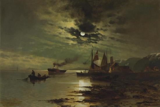 Hudson Under The Moonlight Artwork by Mauritz F. H. De Haas