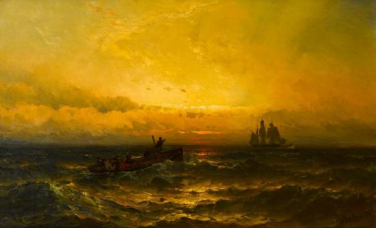 Sunrise, Hove To Off The Coast Artwork by Mauritz F. H. De Haas