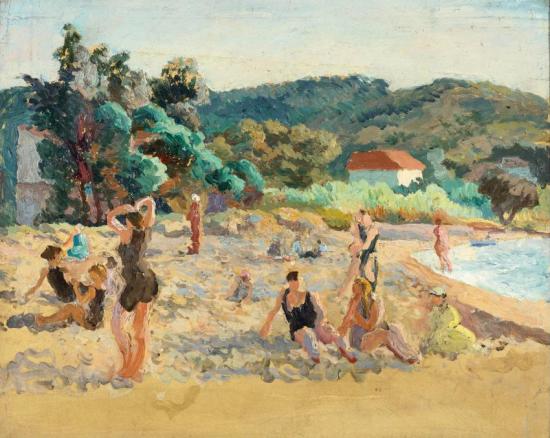 Beach At St. Tropez With Bathers Artwork by Roger Fry