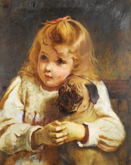 Concern, Girl With A Pug Artwork by Charles Burton Barber