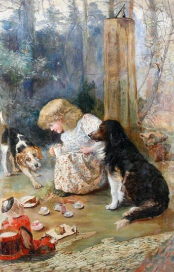 The Dog's Tea Party Artwork by Charles Burton Barber