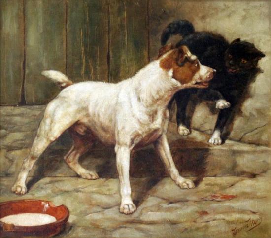 The Fox Terrier, Flo, With Her Puppies, 1880 Artwork by Charles Burton Barber