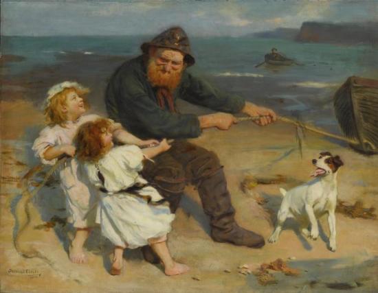 A Harbour Scene Artwork by Arthur John Elsley