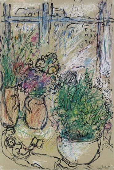 Amoureux Aux Fleurs Artwork by Marc Chagall