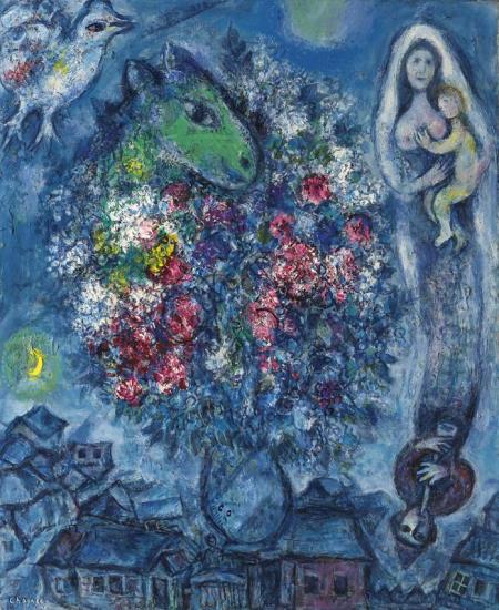 Bouquet Sur Les Toits Du Village Artwork by Marc Chagall