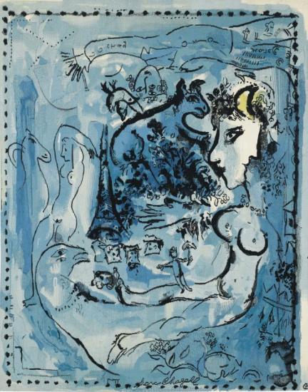Composition Bleue Artwork by Marc Chagall