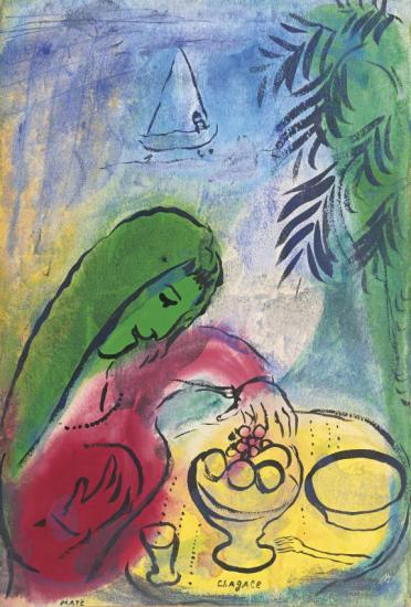 Femme Avec Coupe De Fruits Artwork by Marc Chagall