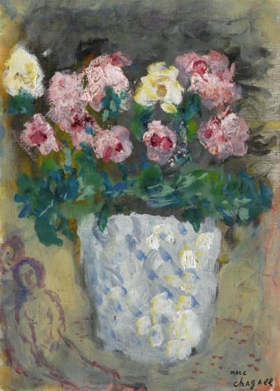 Pot Aux Fleurs, Roses Artwork by Marc Chagall