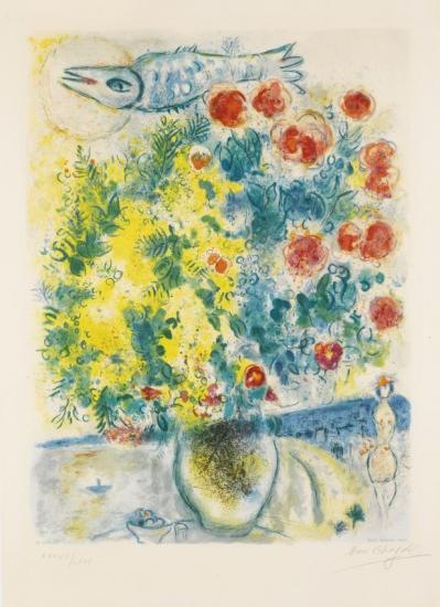 Roses And Mimosa Artwork by Marc Chagall