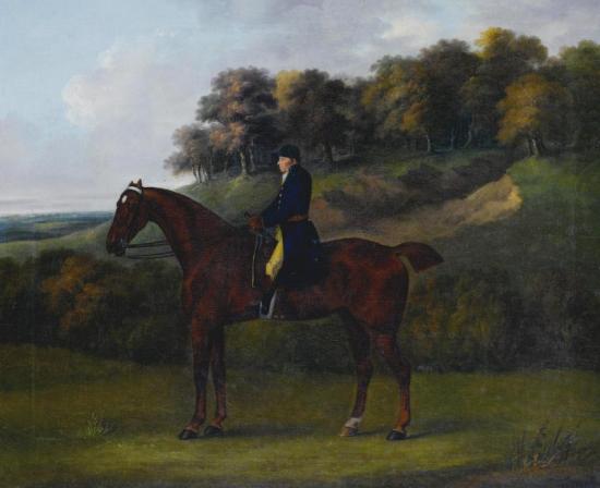 A Bay Hunter With A Rider Up In A Wooded Landscape Artwork by John Nost Sartorius