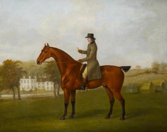 A Gentleman Mounted On His Bay Hunter In The Grounds Of His House Artwork by John Nost Sartorius