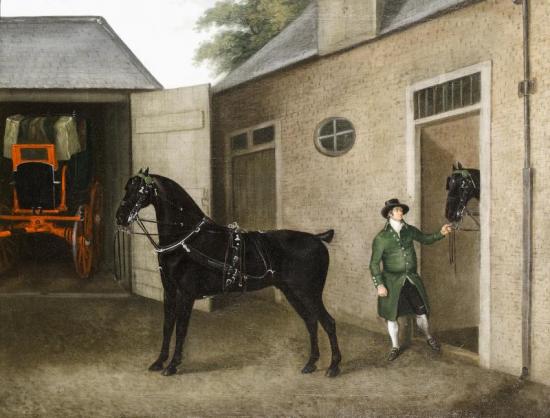 A Groom With A Pair Of Carriage Horses Artwork by John Nost Sartorius