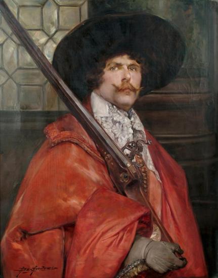 A Cavalier Holding A Muskett Artwork by Alex De Andreis