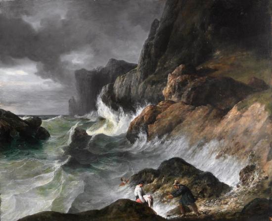 Stormy Coast Scene After A Shipwreck, 1820 Artwork by Horace Vernet