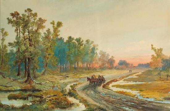 A Wet Landscape At Sunset, 1886 Artwork by Nikolai Nikolaevich Karazin