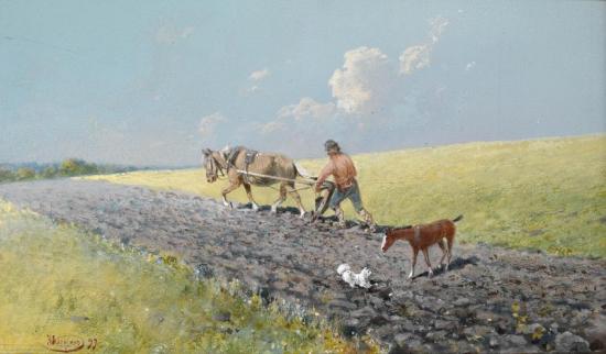 Ploughing The Field, 1899 Artwork by Nikolai Nikolaevich Karazin