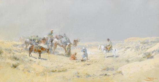 Preparing The Bivouac, 1903 Artwork by Nikolai Nikolaevich Karazin