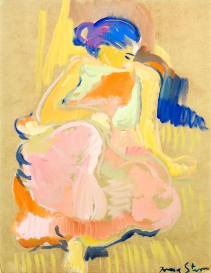 Reclining Woman Wearing A Pink Dress Artwork by Irma Stern