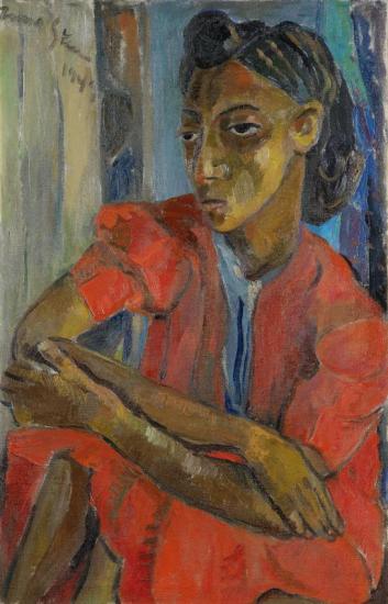 The Red Dress Artwork by Irma Stern