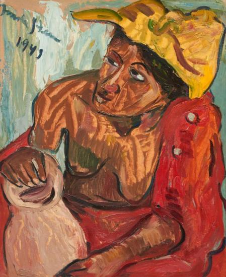 Woman With A Yellow Headscarf And Pot Artwork by Irma Stern