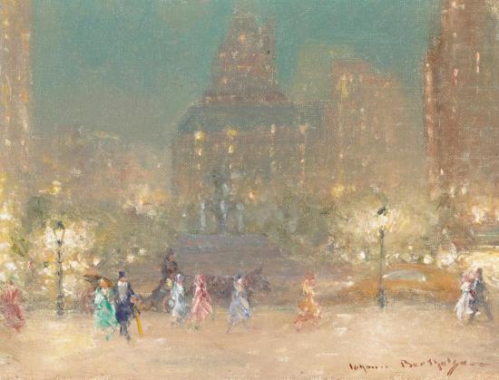 An Evening Walk In New York City Artwork by Johann Berthelsen