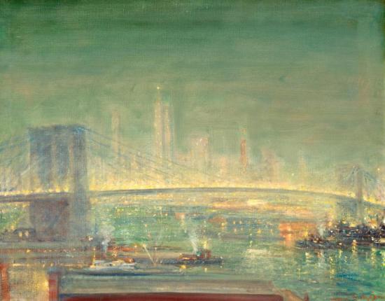 Brooklyn Bridge With New York Skyline Artwork by Johann Berthelsen
