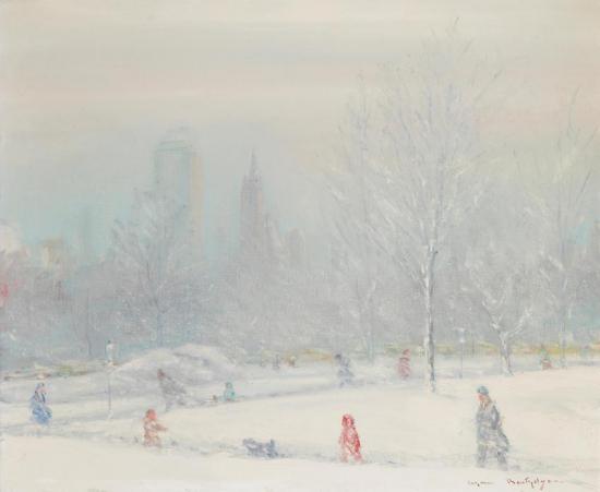 Central Park In The Snow Artwork by Johann Berthelsen