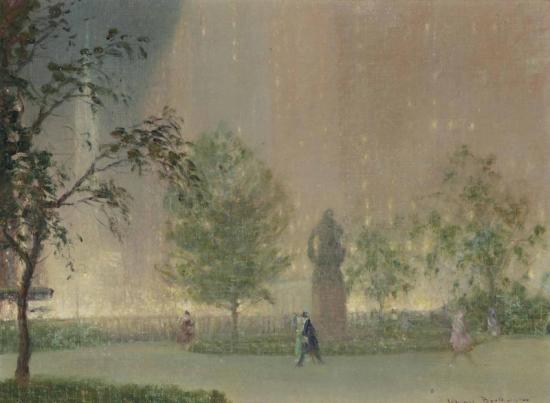 New York City At Night, Circa 1940 Artwork by Johann Berthelsen