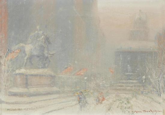 New York City's Grand Army Plaza In Winter Artwork by Johann Berthelsen