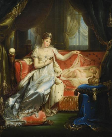 Empress Marie-louise Watching Over The Roi De Rome Asleep Artwork by Joseph Franque