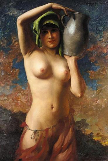 Nude With Water Jug Artwork by Hans Hassenteufel