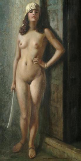 Standing Female Nude Artwork by Hans Hassenteufel