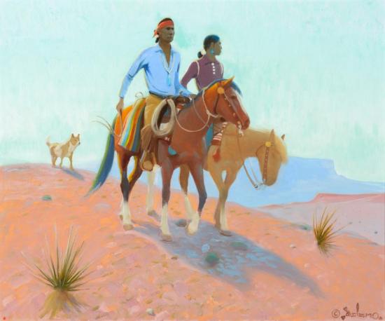 Navajo Couple Artwork by Gerard Curtis Delano