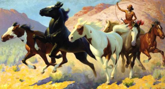 The Wild Horse Catcher Artwork by Gerard Curtis Delano