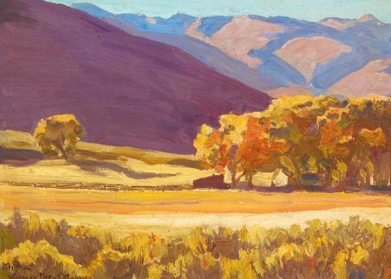 Autumn Cottonwoods, Near Carson, Nevada, 1919 Artwork by Maynard Dixon