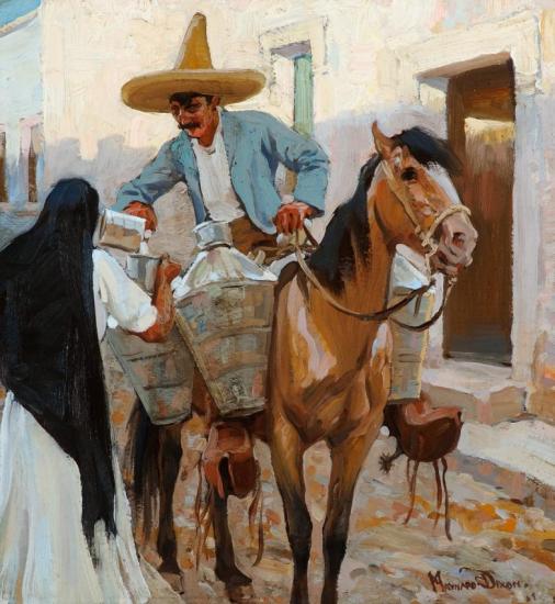 El Lechero (the Milkman), Guadalajara, Mexico Artwork by Maynard Dixon