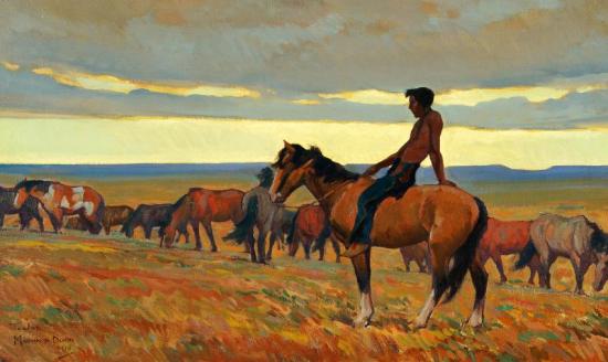 Lone Bull, 1918 Artwork by Maynard Dixon