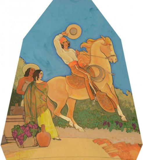 Mexican Cowboy, Mural Study, 1934 Artwork by Maynard Dixon