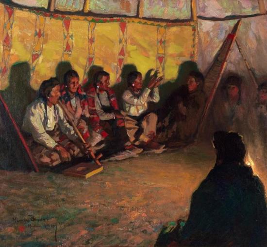 Story Tellers (montana, October 1917) Artwork by Maynard Dixon