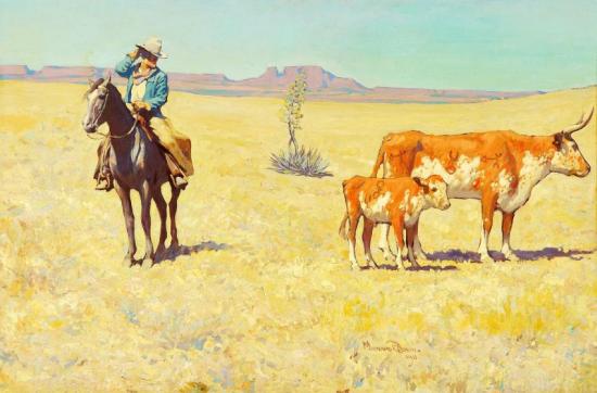 The Puzzled Cowboy, 1911 Artwork by Maynard Dixon