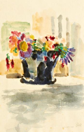 Asters In Black Vase Artwork by Vanessa Bell