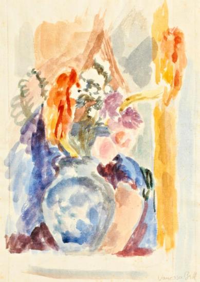 Still Life With Flowers In A Jug On A Window Ledge Artwork by Vanessa Bell