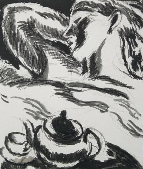 Woman Asleep, Study For Woodcut, Circa 1918 Artwork by Vanessa Bell