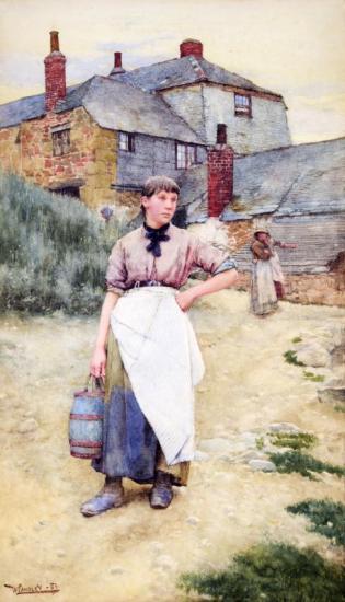 A Cornish Village Maiden Artwork by Walter Langley, R. I.