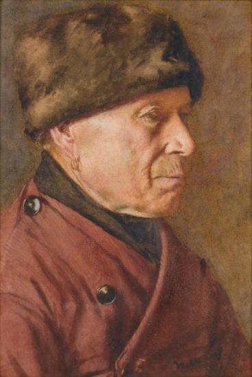 A Portrait Of A Man In A Hat Artwork by Walter Langley, R. I.