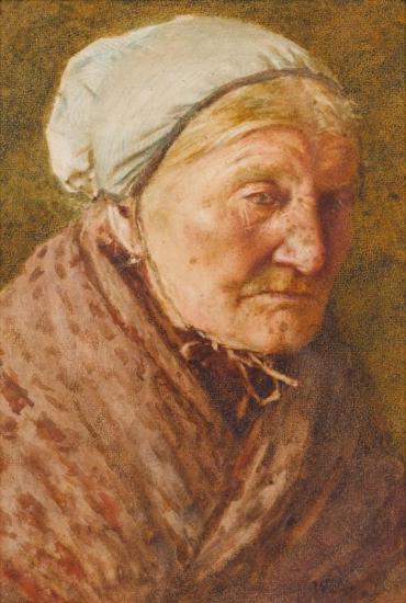 A Portrait Of An Old Woman Artwork by Walter Langley, R. I.