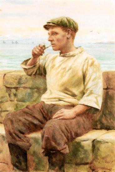 A Quiet Smoke Artwork by Walter Langley, R. I.