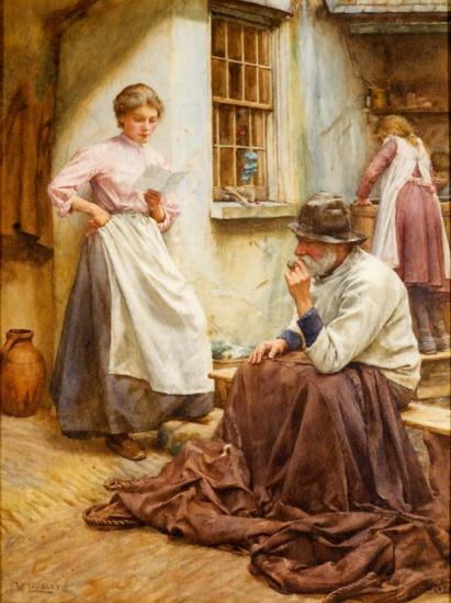 Pleasant News Artwork by Walter Langley, R. I.